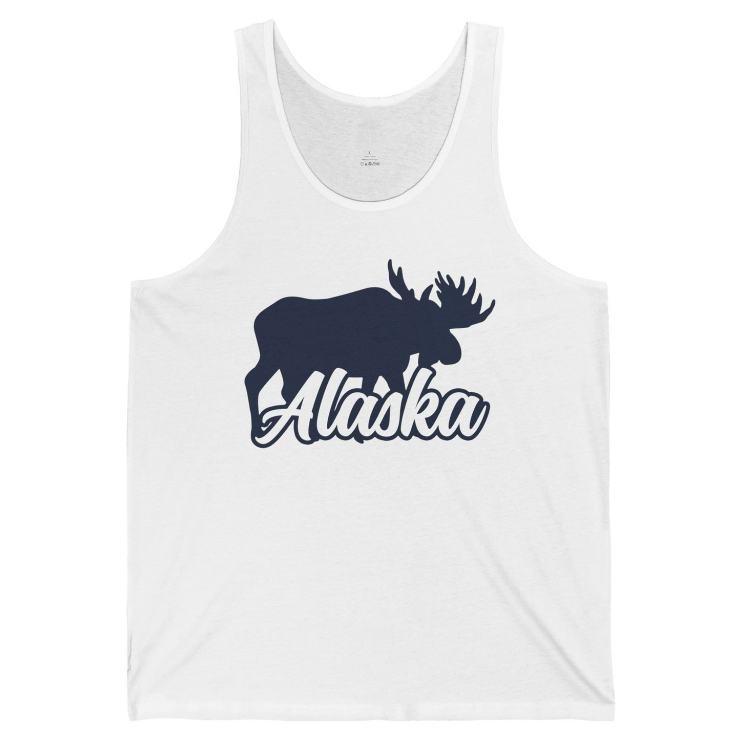 Alaska Moose Wildlife Silhouette Shirt Tank Top – White – Alaska Cruise Shirts