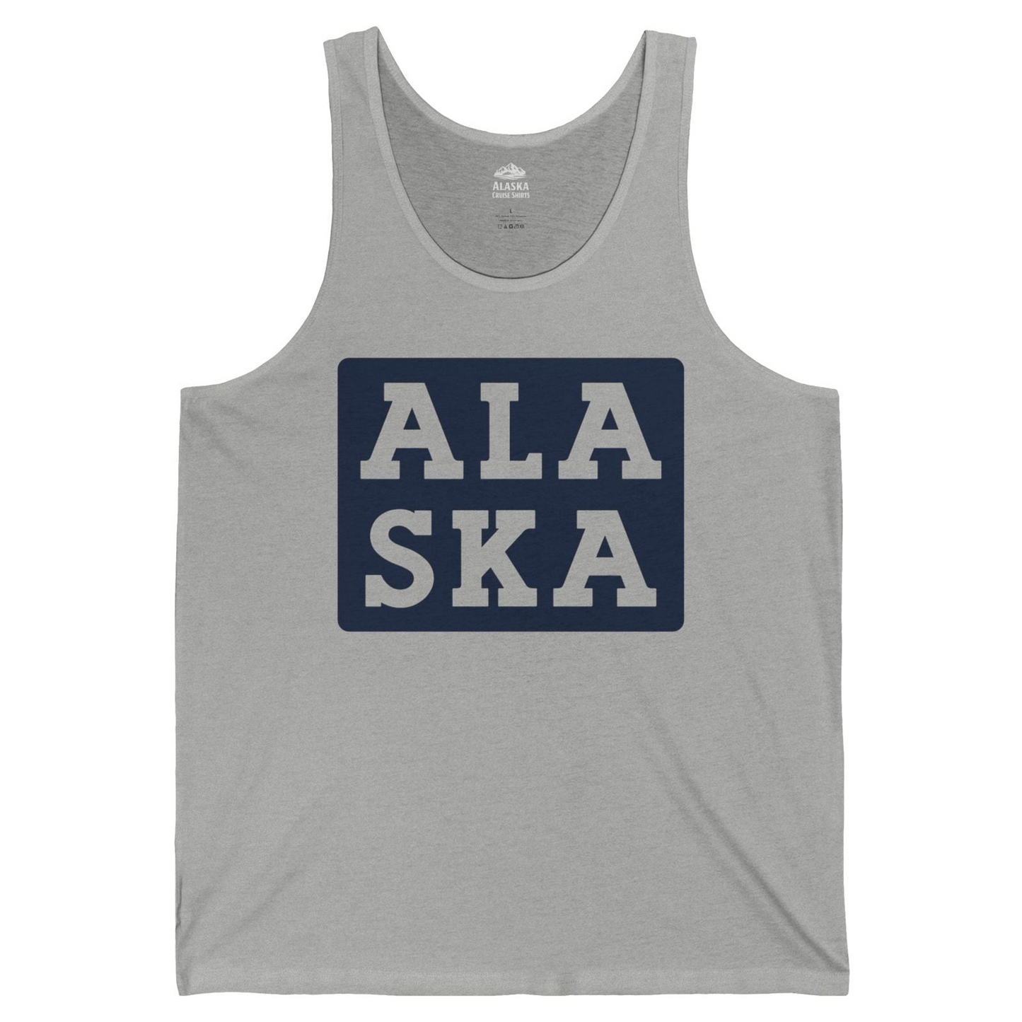 Bold Alaska Block Text Shirt Tank Top – Athletic Heather – Alaska Cruise Shirts