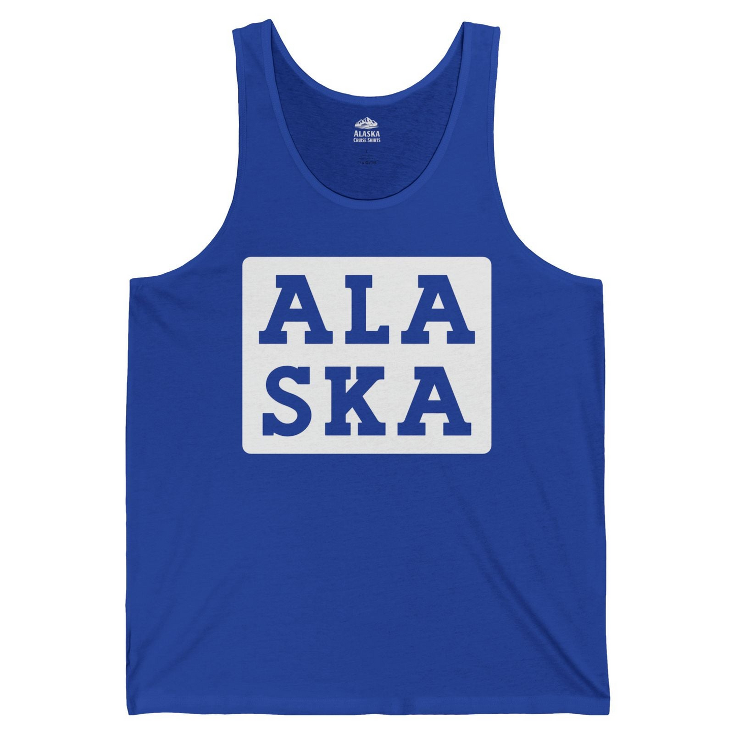 Bold Alaska Block Text Shirt Tank Top – True Royal – Alaska Cruise Shirts