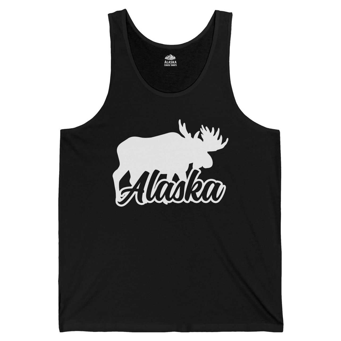 Alaska Moose Wildlife Silhouette Shirt Tank Top – Black – Alaska Cruise Shirts