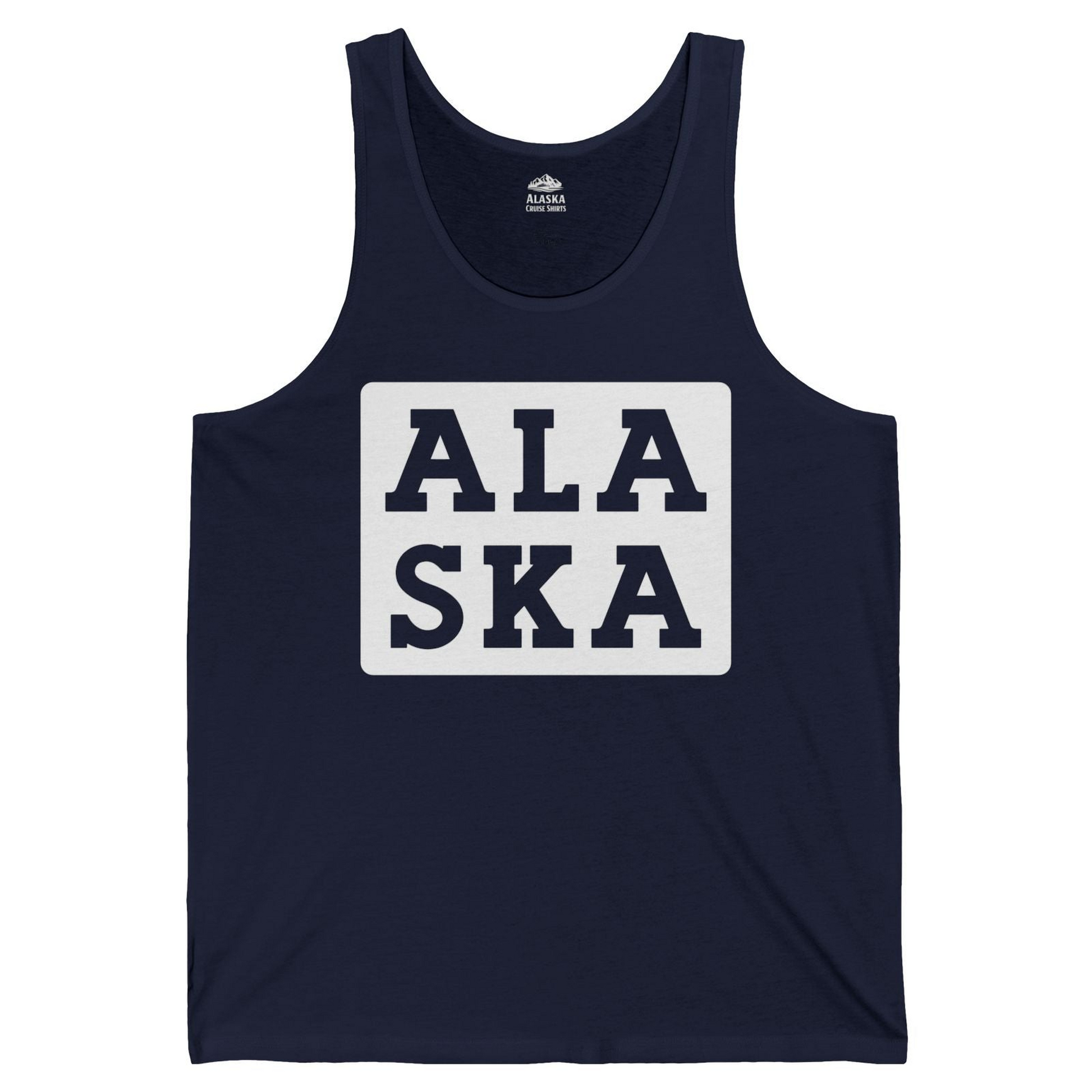 Bold Alaska Block Text Shirt Tank Top – Navy – Alaska Cruise Shirts