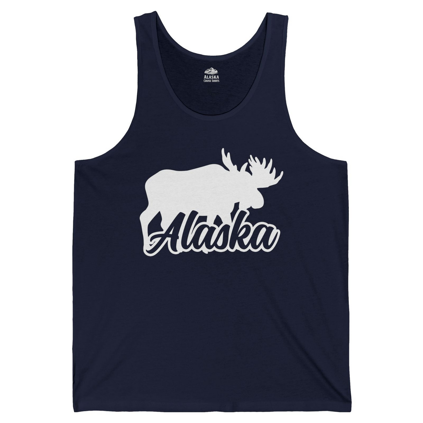 Alaska Moose Wildlife Silhouette Shirt Tank Top – Navy – Alaska Cruise Shirts