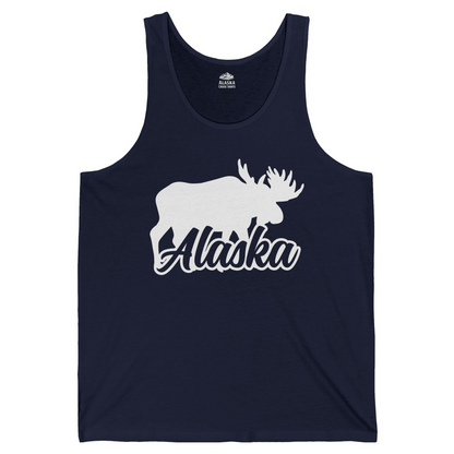 Alaska Moose Wildlife Silhouette Shirt Tank Top – Navy – Alaska Cruise Shirts