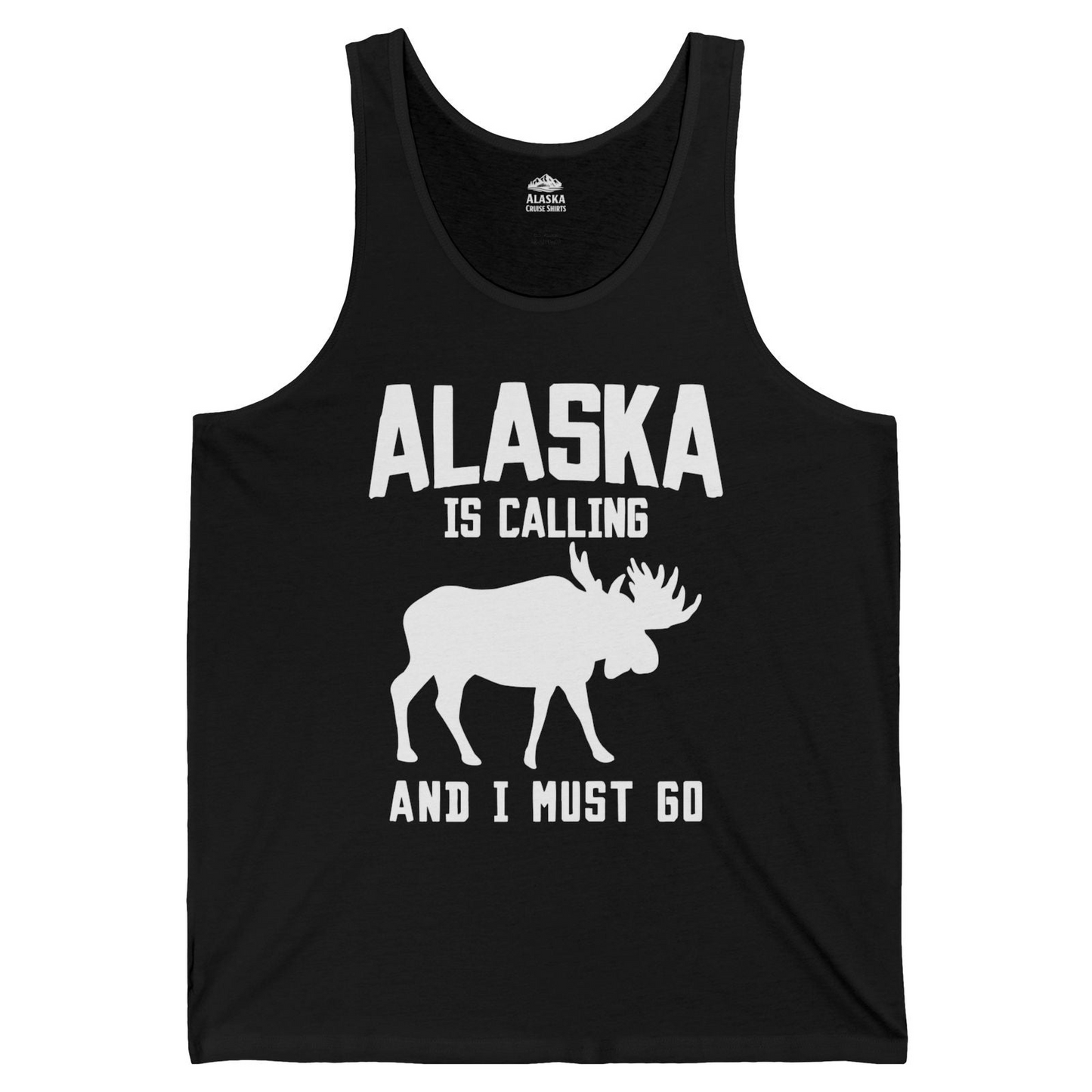 Alaska Is Calling Moose Silhouette Shirt Tank Top – Black – Alaska Cruise Shirts