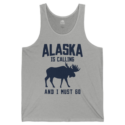 Alaska Is Calling Moose Silhouette Shirt Tank Top – Athletic Heather – Alaska Cruise Shirts