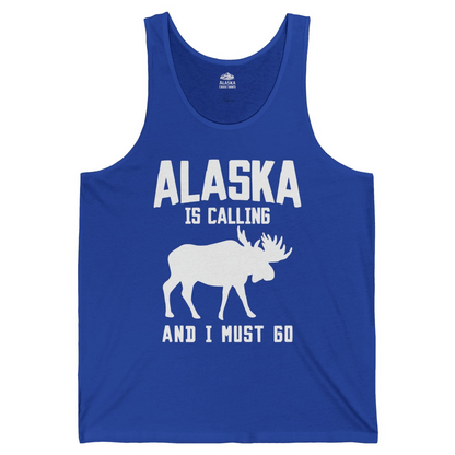 Alaska Is Calling Moose Silhouette Shirt Tank Top – True Royal – Alaska Cruise Shirts