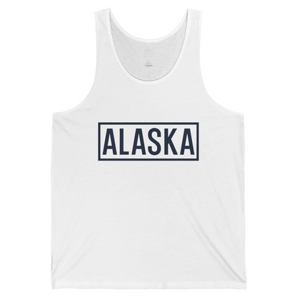 Alaska Bold Text Minimalist Monochrome Graphic Shirt for Travelers — Tank Top Tank Top – White – Alaska Cruise Shirts