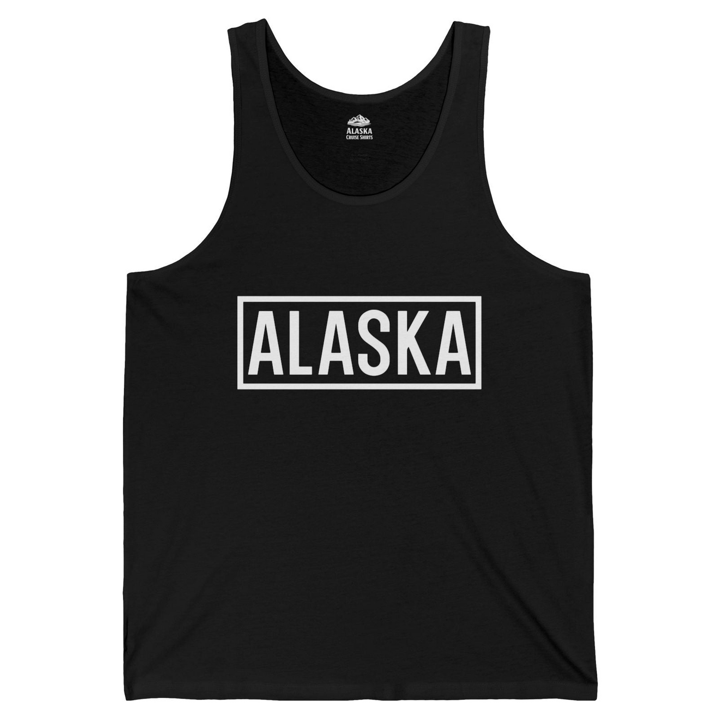 Alaska Bold Text Minimalist Monochrome Graphic Shirt for Travelers — Tank Top Tank Top – Black – Alaska Cruise Shirts