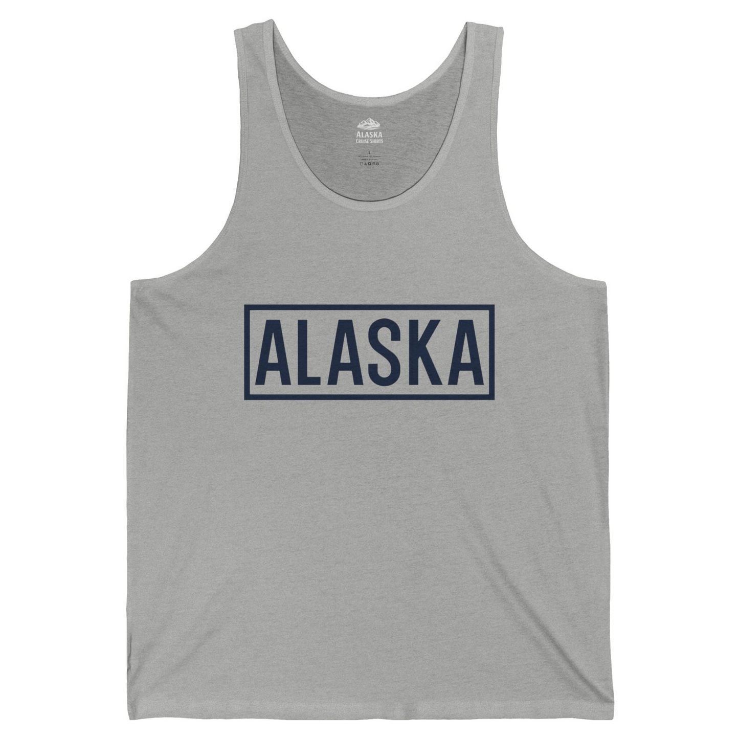Alaska Bold Text Minimalist Monochrome Graphic Shirt for Travelers — Tank Top Tank Top – Athletic Heather – Alaska Cruise Shirts