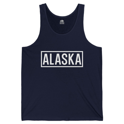 Alaska Bold Text Minimalist Monochrome Graphic Shirt for Travelers — Tank Top Tank Top – Navy – Alaska Cruise Shirts