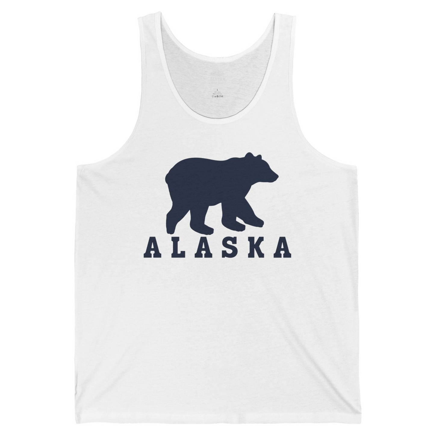 Alaska Bear Silhouette Shirt Tank Top – White – Alaska Cruise Shirts