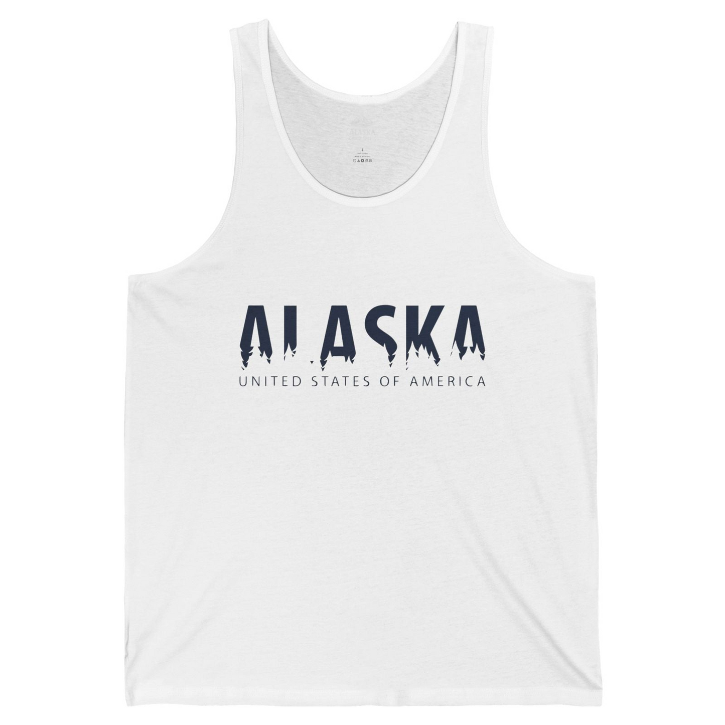 Alaska United States Typography Shirt Tank Top – White – Alaska Cruise Shirts