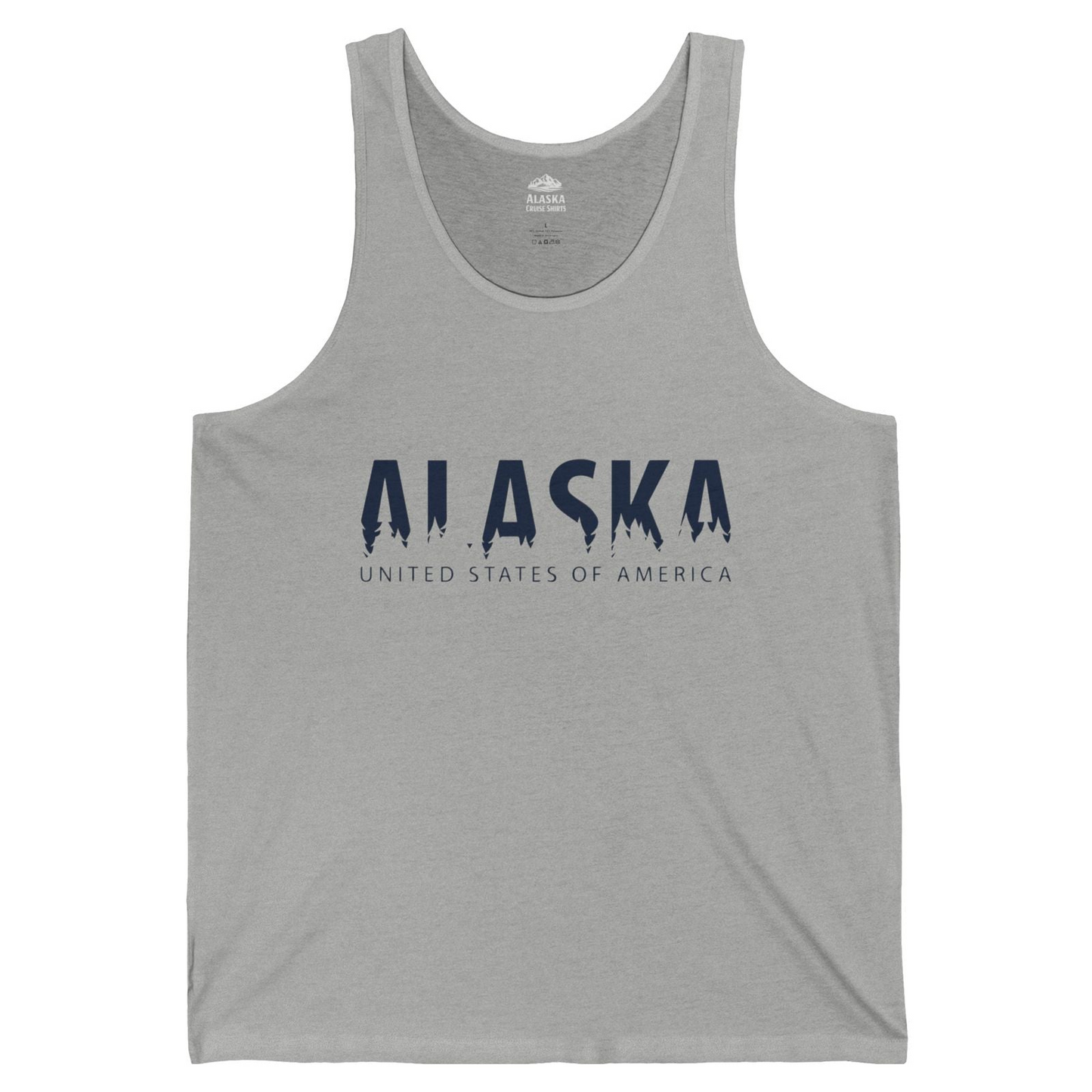 Alaska United States Typography Shirt Tank Top – Athletic Heather – Alaska Cruise Shirts