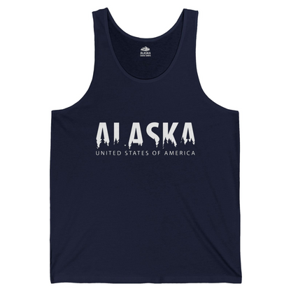 Alaska United States Typography Shirt Tank Top – Navy – Alaska Cruise Shirts