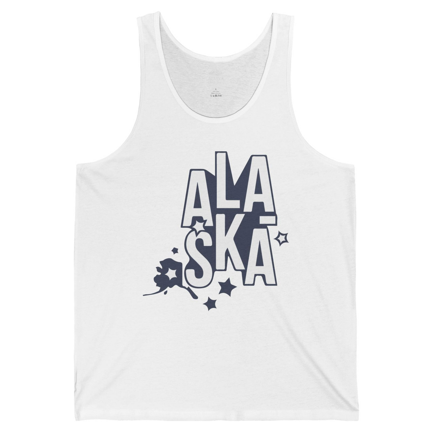 Alaska Stars Bold Typography Shirt Tank Top – White – Alaska Cruise Shirts