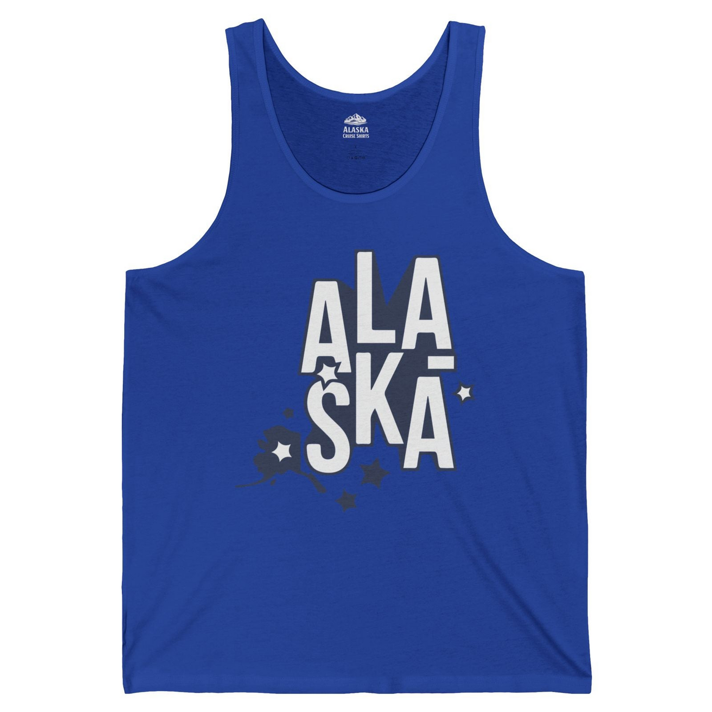 Alaska Stars Bold Typography Shirt Tank Top – True Royal – Alaska Cruise Shirts