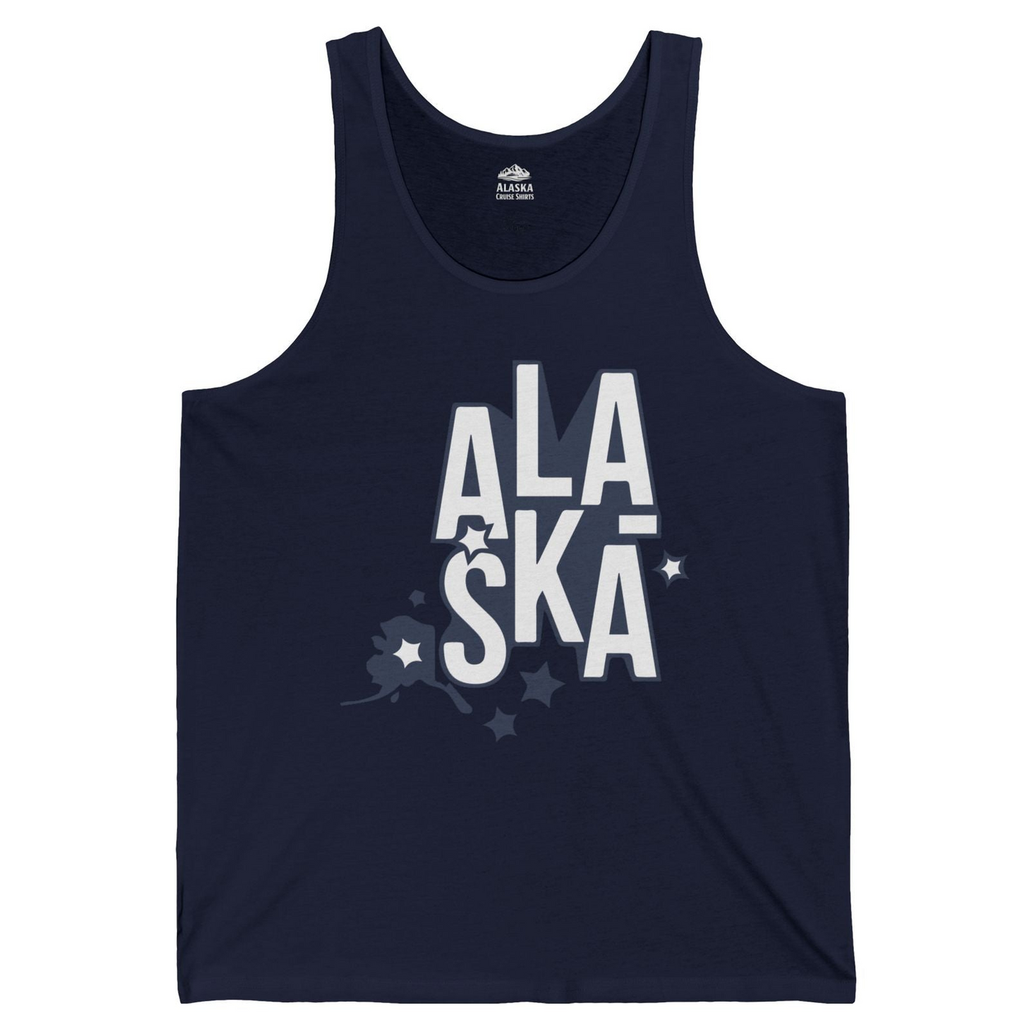 Alaska Stars Bold Typography Shirt Tank Top – Navy – Alaska Cruise Shirts