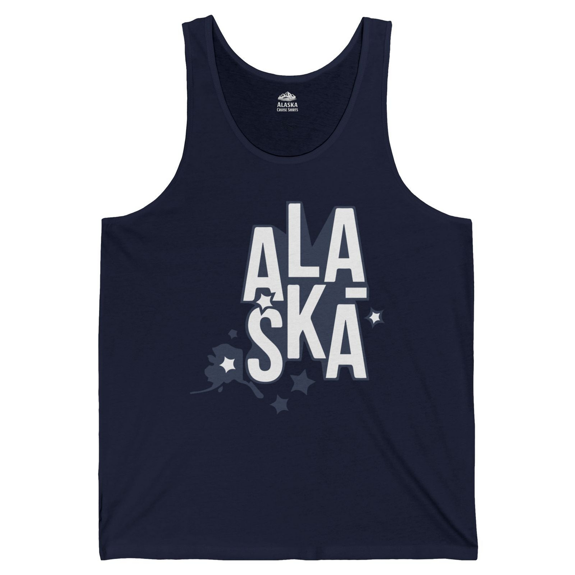Alaska Stars Bold Typography Shirt Tank Top – Navy – Alaska Cruise Shirts