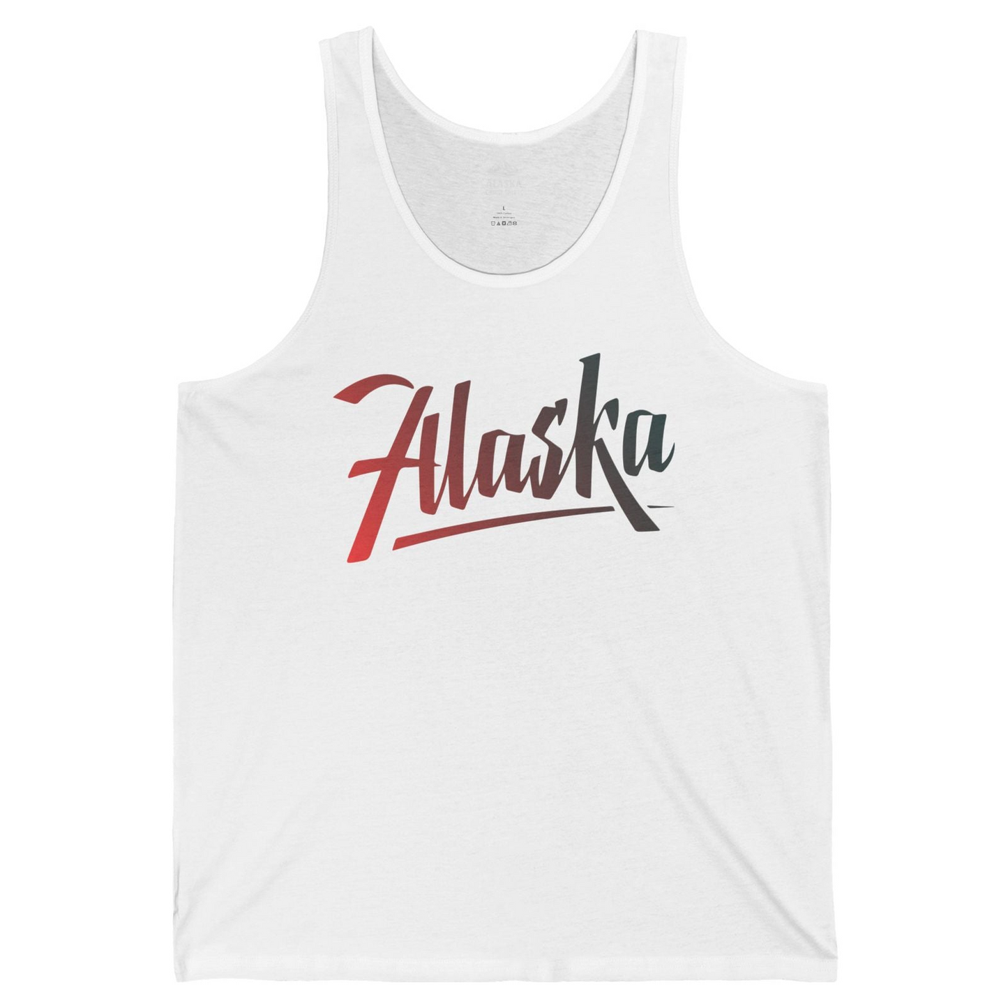 Alaska Script Wordmark Shirt Tank Top – White – Alaska Cruise Shirts