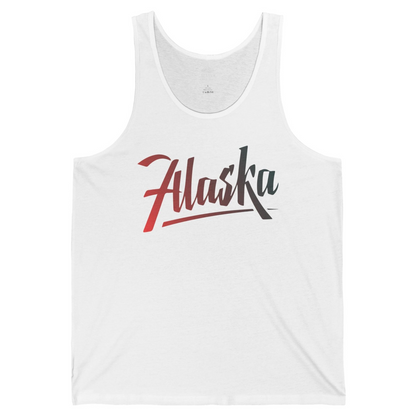 Alaska Script Wordmark Shirt Tank Top – White – Alaska Cruise Shirts