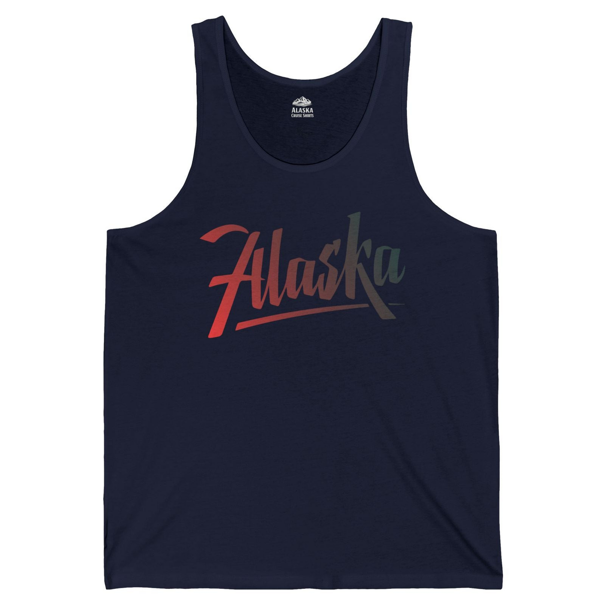 Alaska Script Wordmark Shirt Tank Top – Navy – Alaska Cruise Shirts