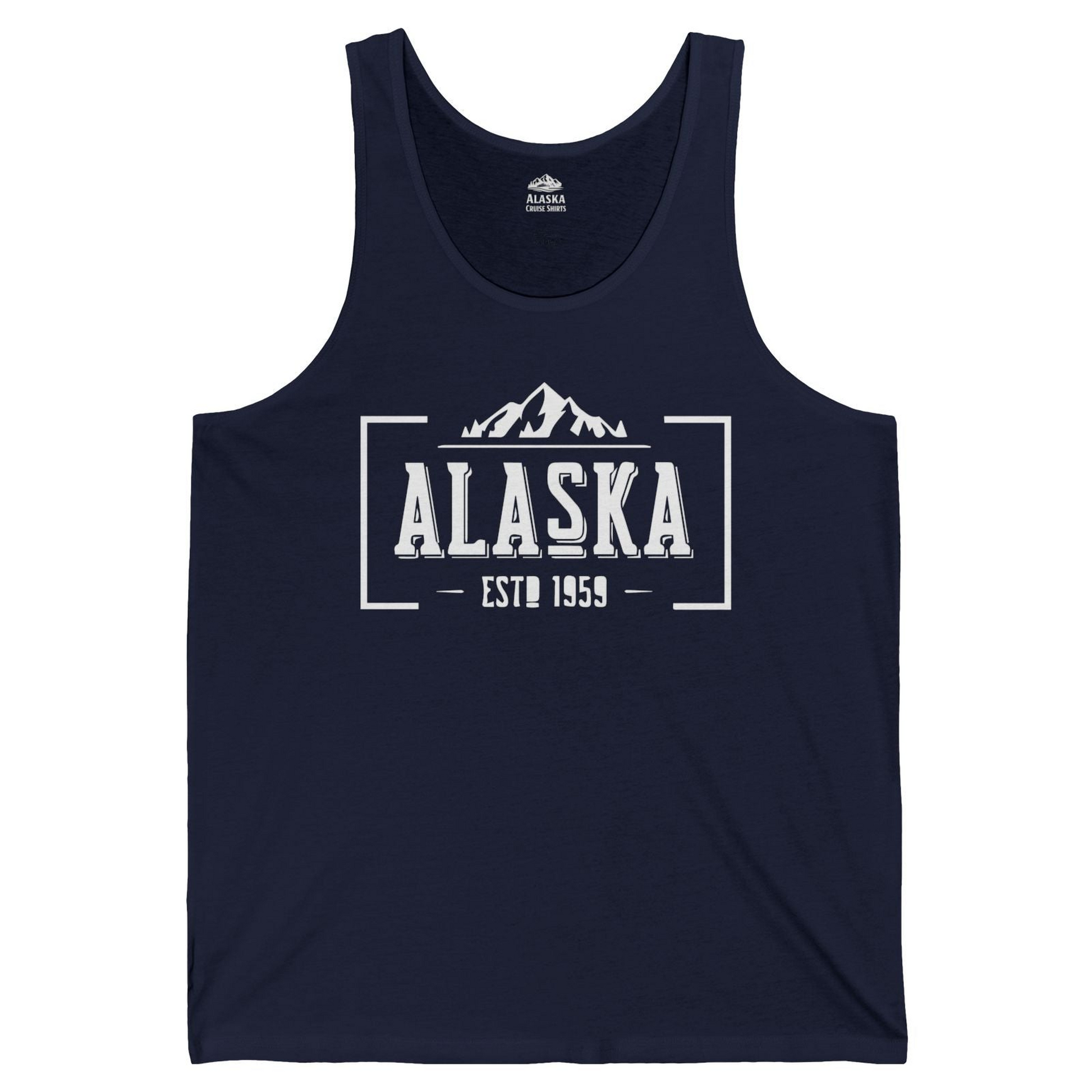 Alaska Mountain Vintage Shirt Tank Top – Navy – Alaska Cruise Shirts