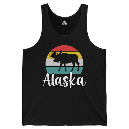 Retro Alaska Moose Silhouette Shirt Tank Top – Black – Alaska Cruise Shirts