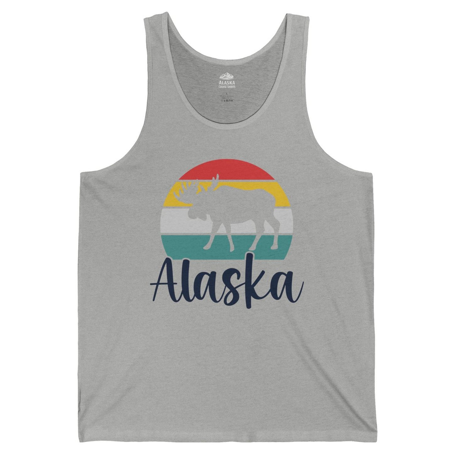 Retro Alaska Moose Silhouette Shirt Tank Top – Athletic Heather – Alaska Cruise Shirts