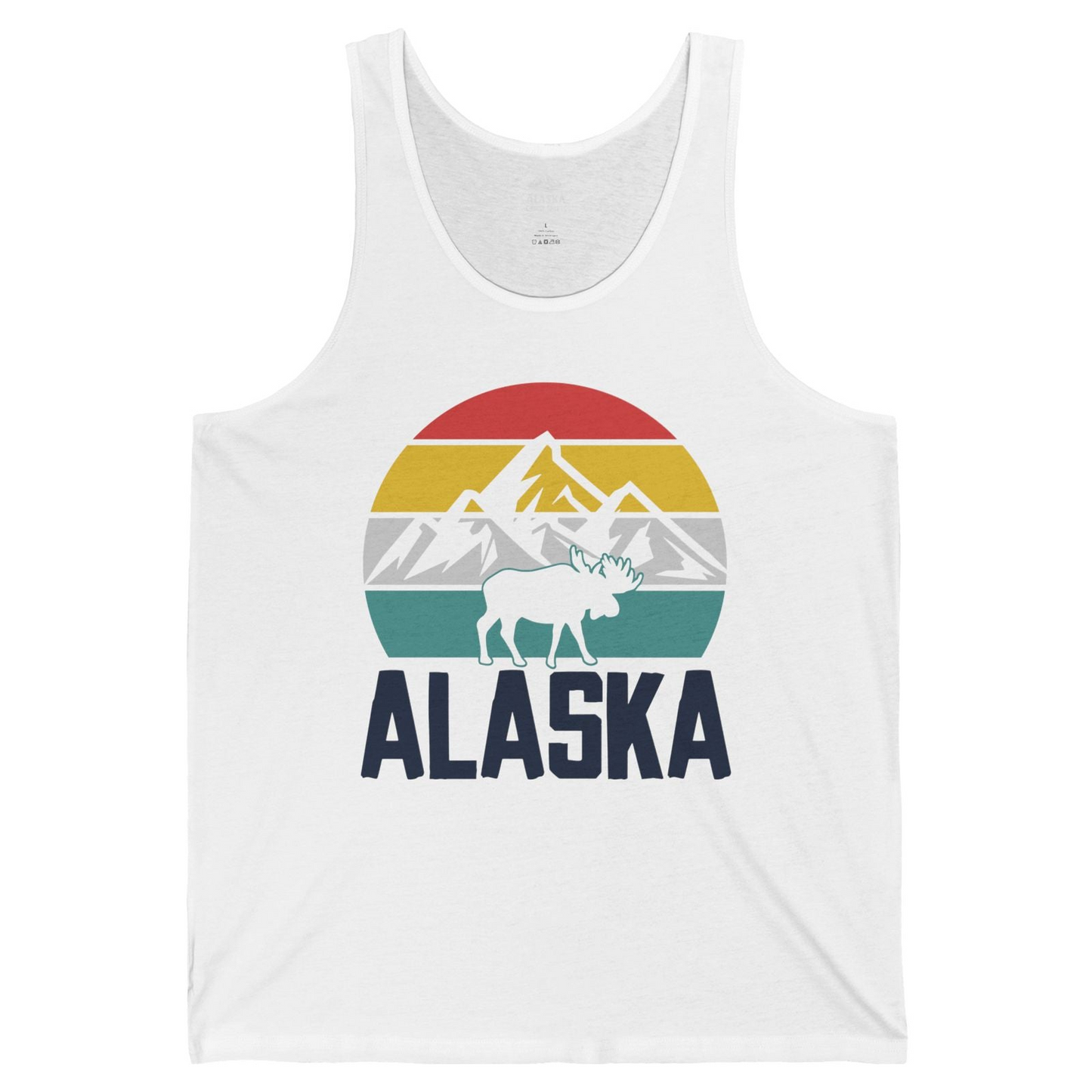 Retro Alaska Moose Silhouette Shirt Tank Top – White – Alaska Cruise Shirts