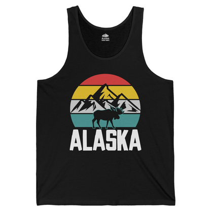 Retro Alaska Moose Silhouette Shirt Tank Top – Black – Alaska Cruise Shirts