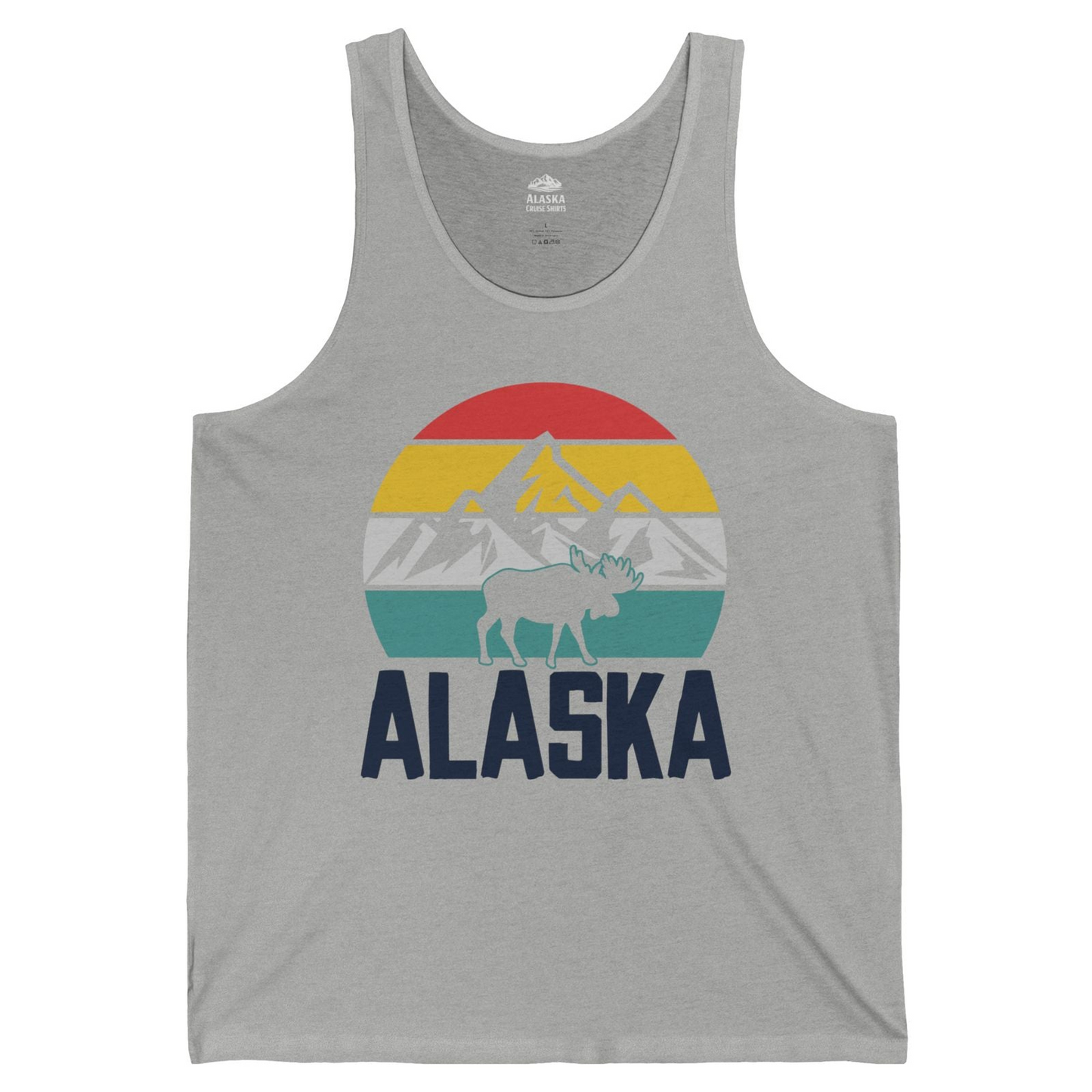 Retro Alaska Moose Silhouette Shirt Tank Top – Athletic Heather – Alaska Cruise Shirts