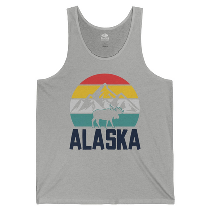 Retro Alaska Moose Silhouette Shirt Tank Top – Athletic Heather – Alaska Cruise Shirts