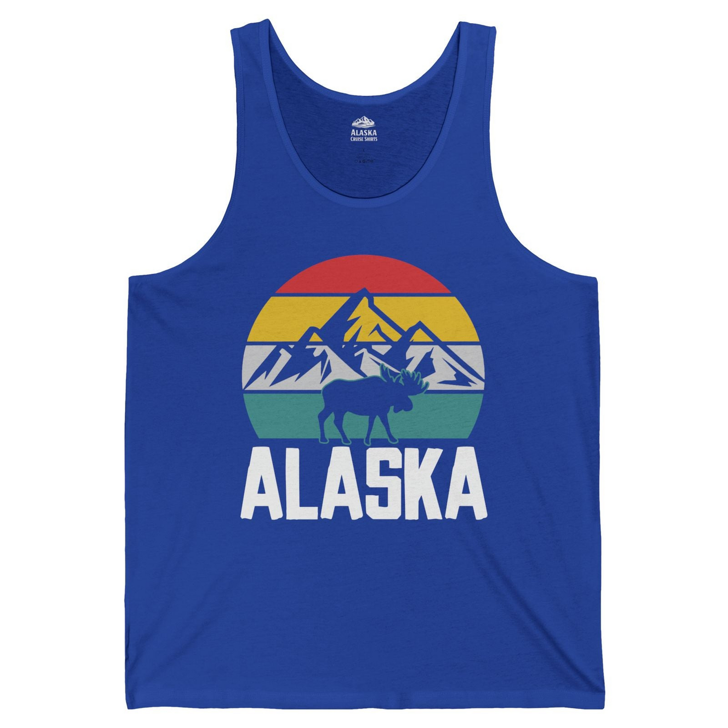 Retro Alaska Moose Silhouette Shirt Tank Top – True Royal – Alaska Cruise Shirts