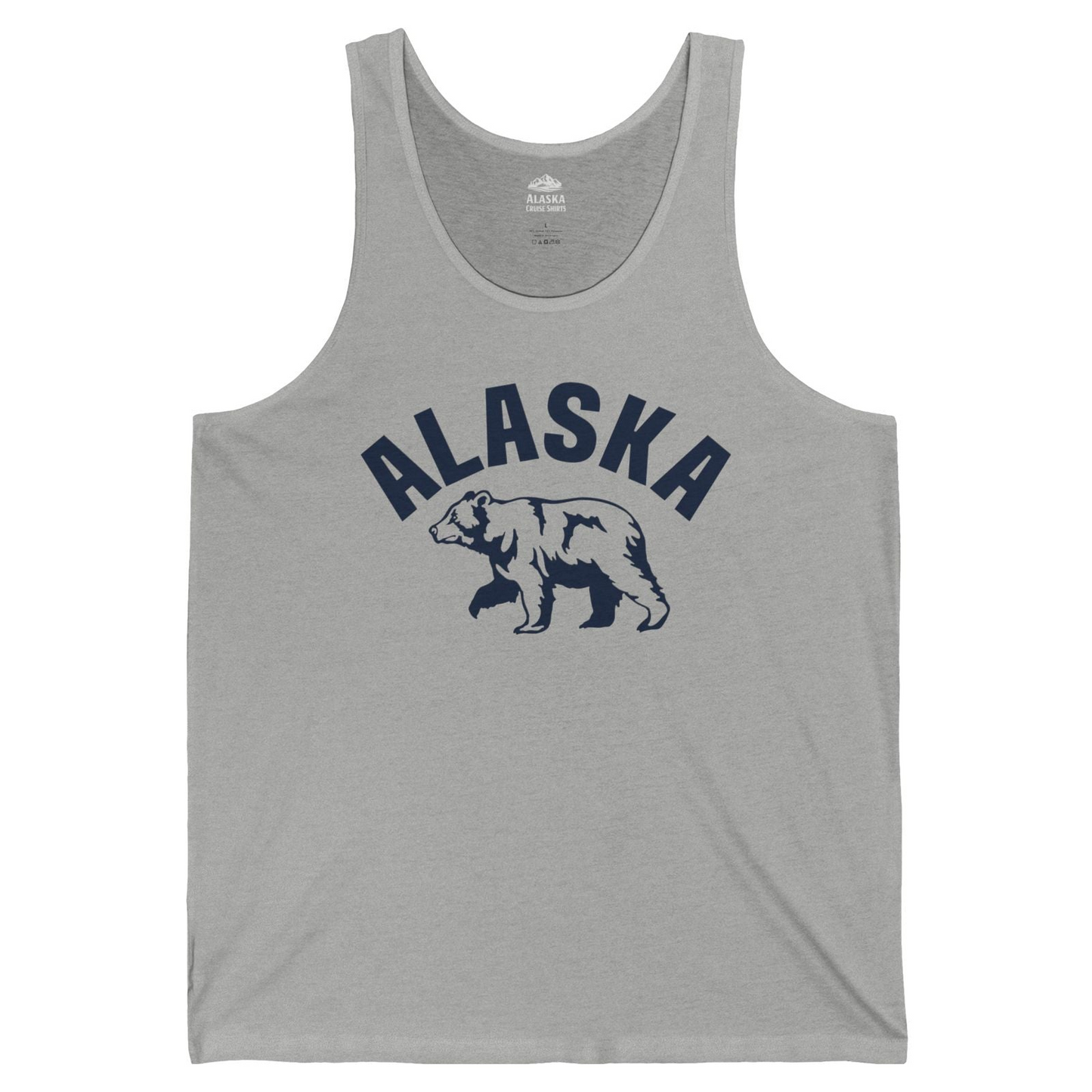 Alaska Bear Silhouette Wildlife Shirt Tank Top – Athletic Heather – Alaska Cruise Shirts