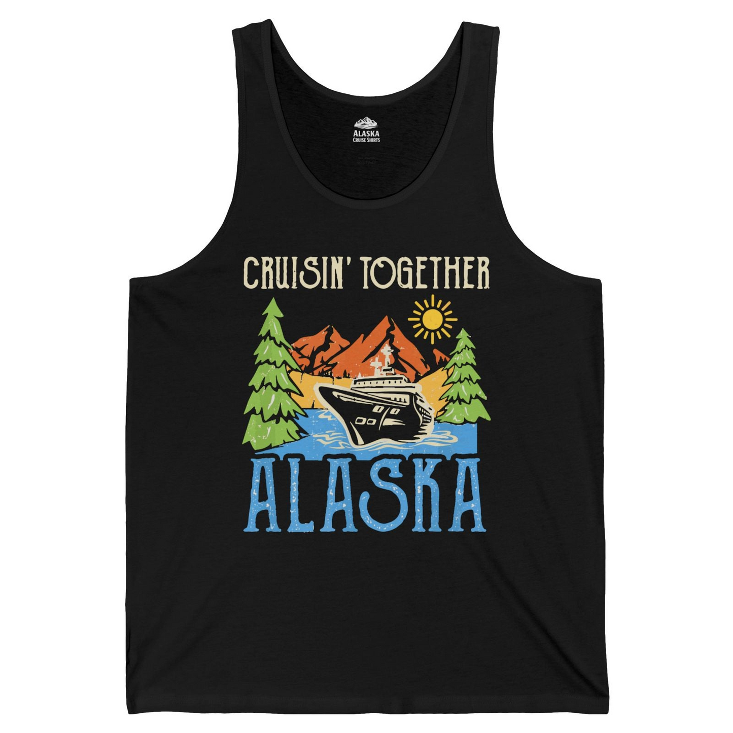 Alaska Cruise Adventure Nature Landscape Retro Family Shirt — Tank Top Tank Top – Black – Alaska Cruise Shirts