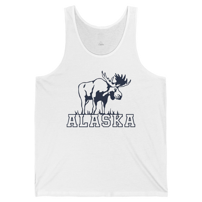 Alaska Moose Silhouette Shirt Tank Top – White – Alaska Cruise Shirts