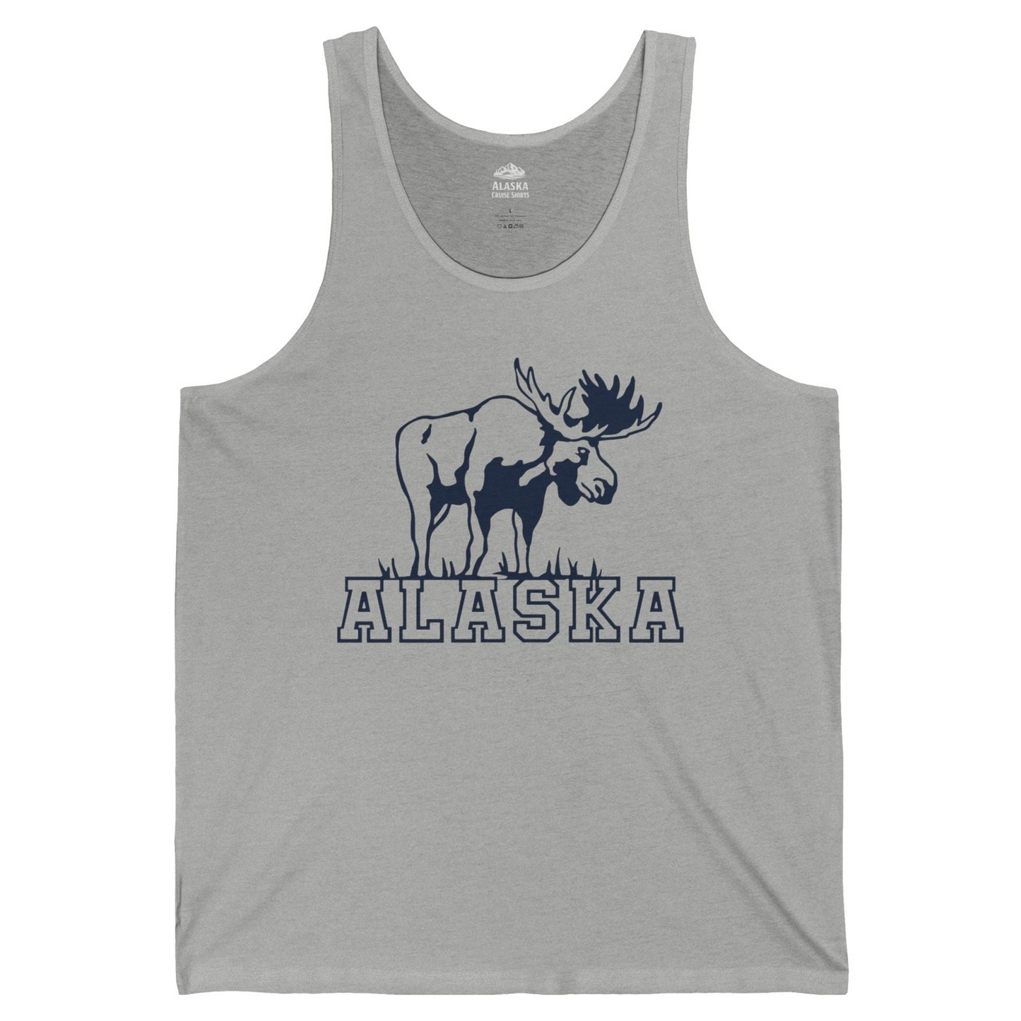 Alaska Moose Silhouette Shirt Tank Top – Athletic Heather – Alaska Cruise Shirts