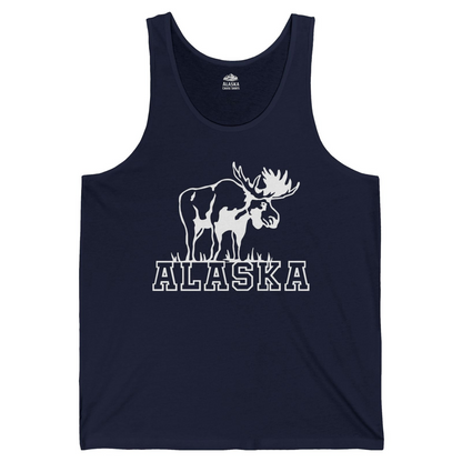 Alaska Moose Silhouette Shirt Tank Top – Navy – Alaska Cruise Shirts