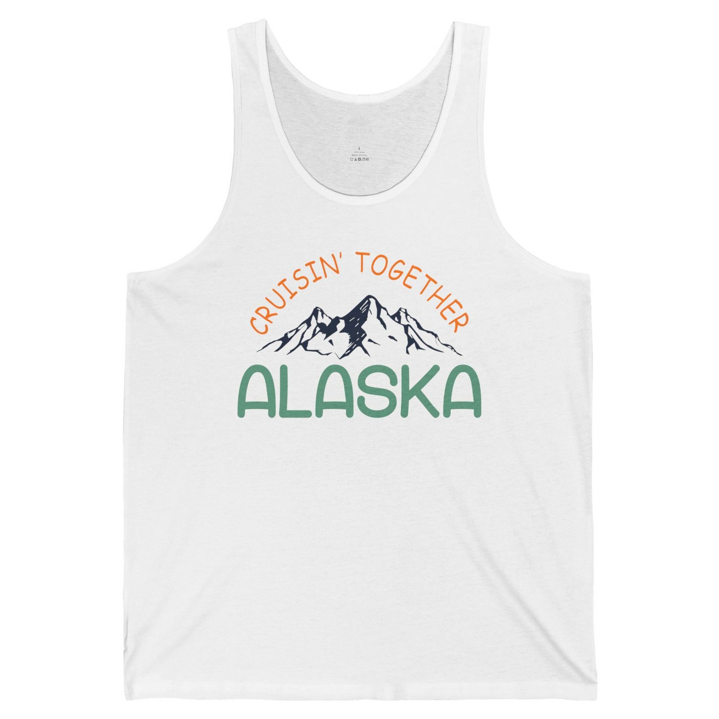 Cruisin Together Alaska Mountain Adventure Cruise Graphic Shirt — Tank Top Tank Top – White – Alaska Cruise Shirts