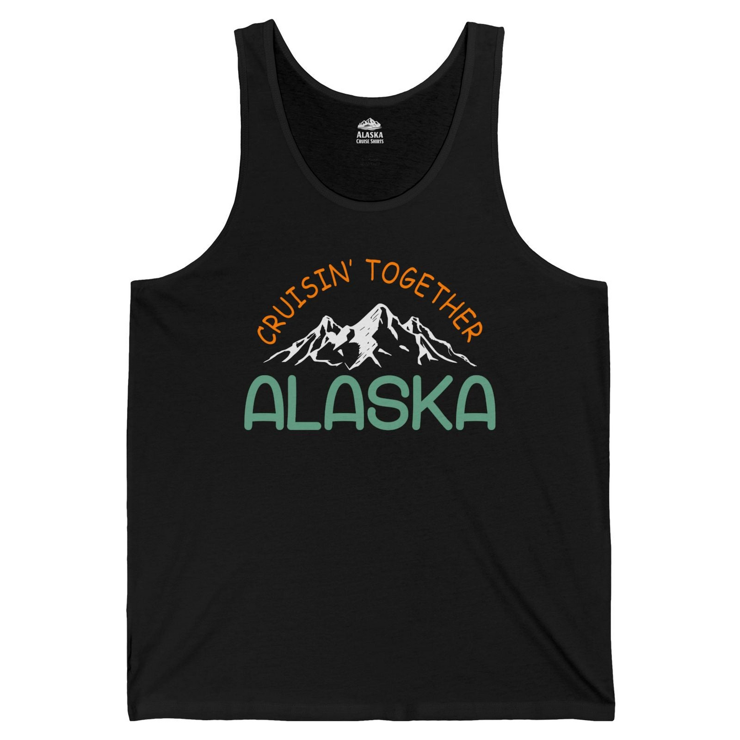 Cruisin Together Alaska Mountain Adventure Cruise Graphic Shirt — Tank Top Tank Top – Black – Alaska Cruise Shirts