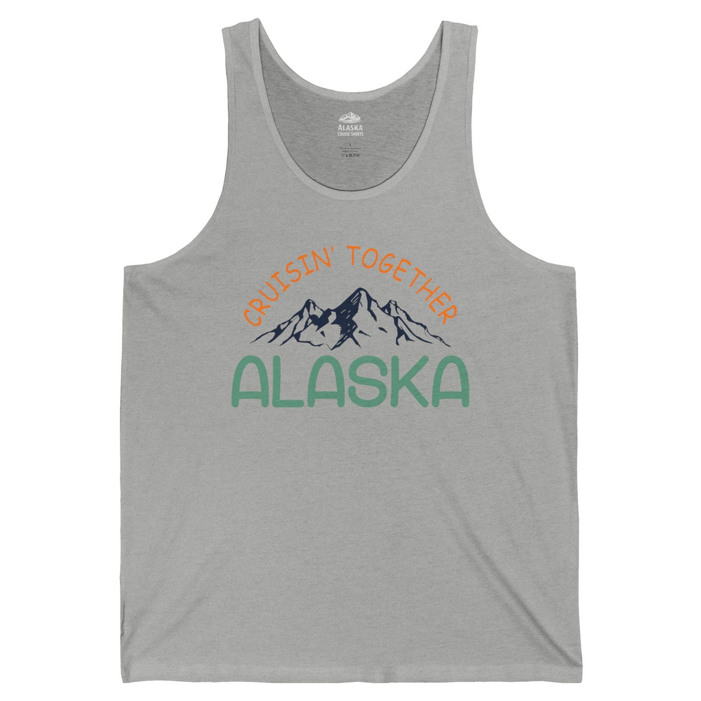 Cruisin Together Alaska Mountain Adventure Cruise Graphic Shirt — Tank Top Tank Top – Athletic Heather – Alaska Cruise Shirts