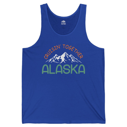 Cruisin Together Alaska Mountain Adventure Cruise Graphic Shirt — Tank Top Tank Top – True Royal – Alaska Cruise Shirts
