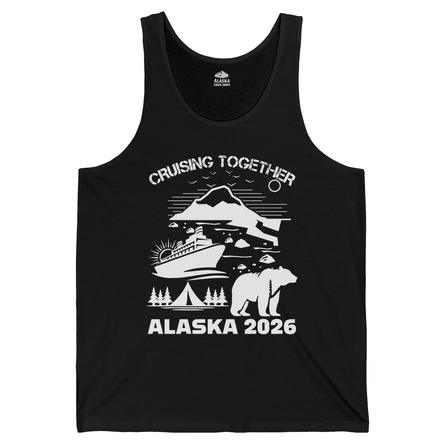 Alaska Cruise 2026 Family Adventure Bear Mountain Nature Shirt — Tank Top Tank Top – Black – Alaska Cruise Shirts
