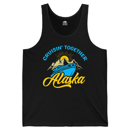 Alaska Cruise Adventure Mountains Sunrise Retro Shirt for Travelers — Tank Top Tank Top – Black – Alaska Cruise Shirts