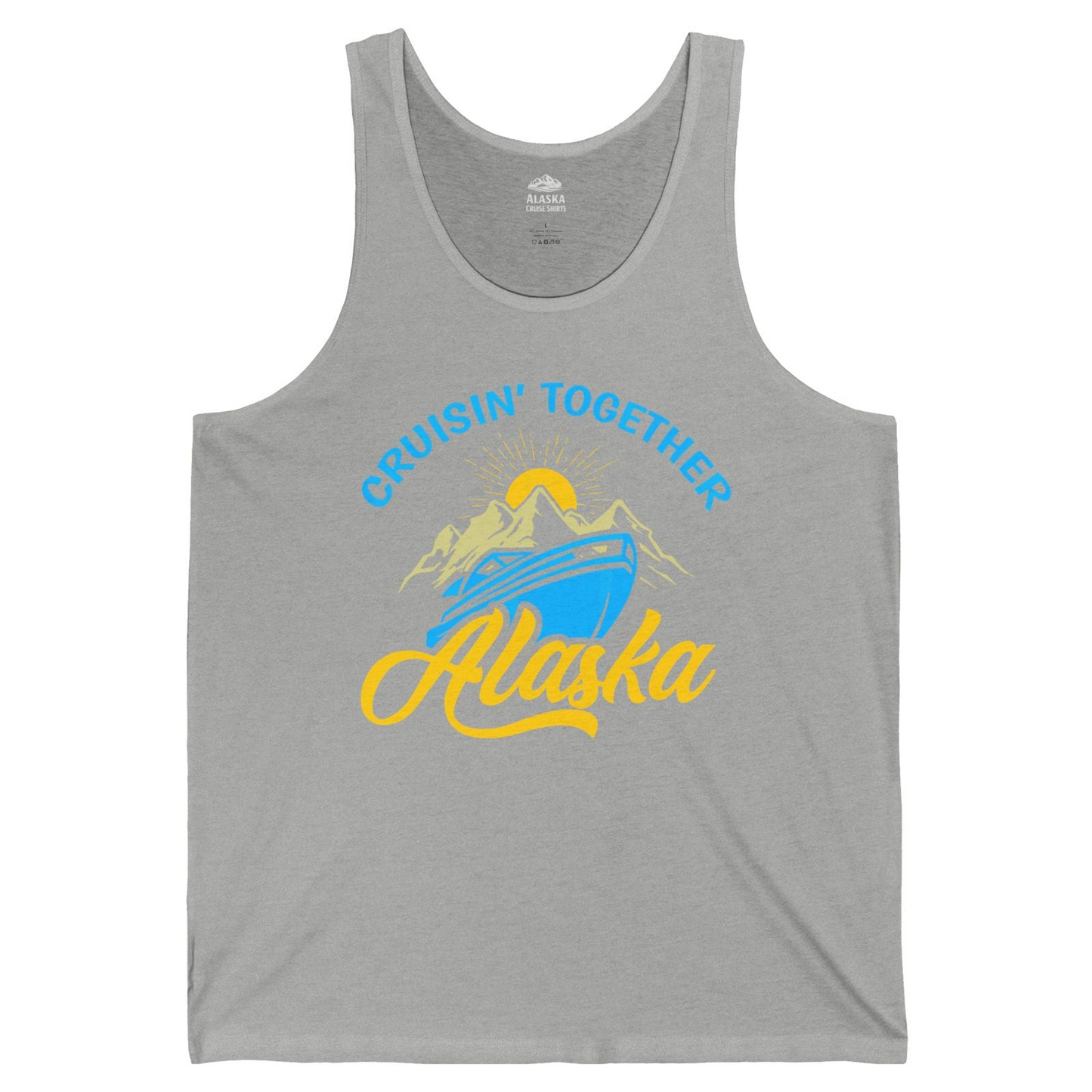 Alaska Cruise Adventure Mountains Sunrise Retro Shirt for Travelers — Tank Top Tank Top – Athletic Heather – Alaska Cruise Shirts