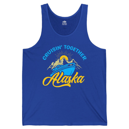Alaska Cruise Adventure Mountains Sunrise Retro Shirt for Travelers — Tank Top Tank Top – True Royal – Alaska Cruise Shirts