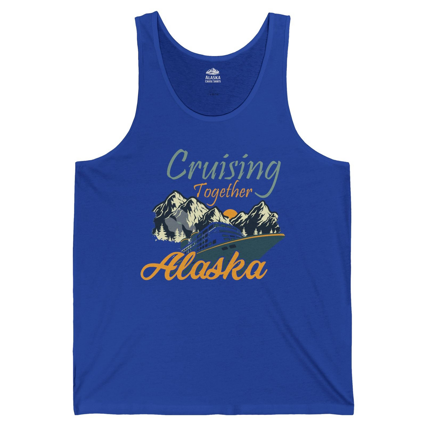 Cruising Together Alaska Mountains Family Alaska Cruise Adventure Shirt — Tank Top Tank Top – True Royal – Alaska Cruise Shirts