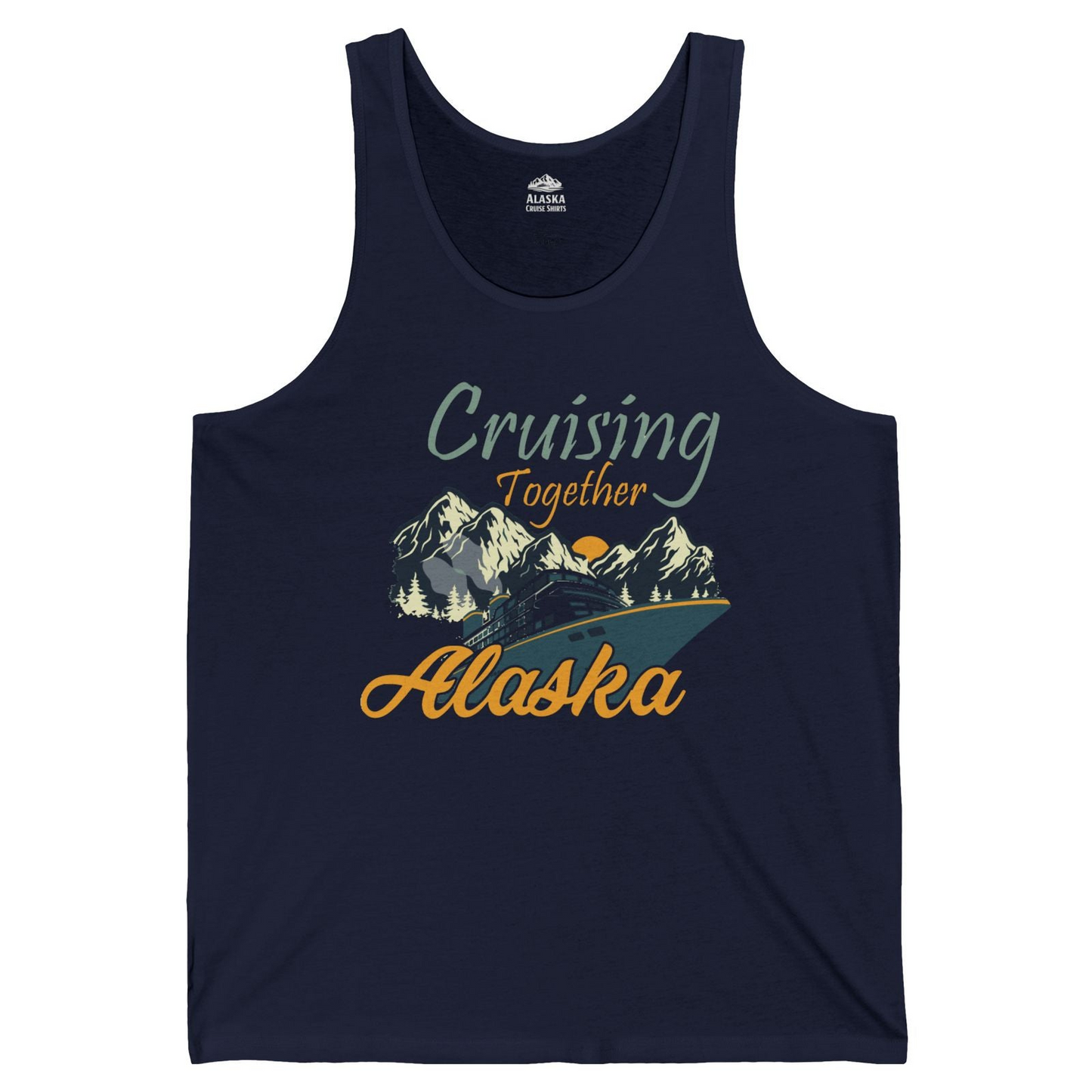 Cruising Together Alaska Mountains Family Alaska Cruise Adventure Shirt — Tank Top Tank Top – Navy – Alaska Cruise Shirts