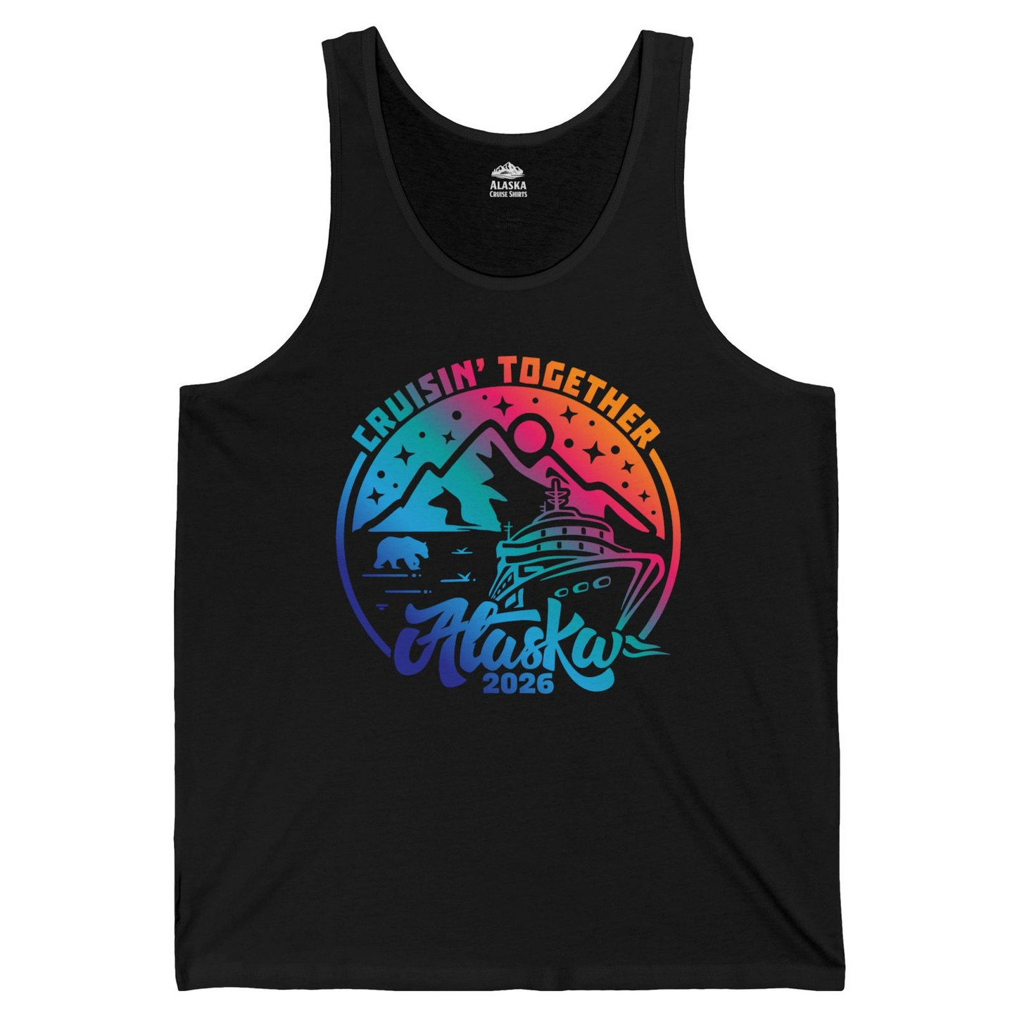 Alaska Cruise Adventure Mountains Wildlife Retro Family Group Shirt 2026 — Tank Top Tank Top – Black – Alaska Cruise Shirts