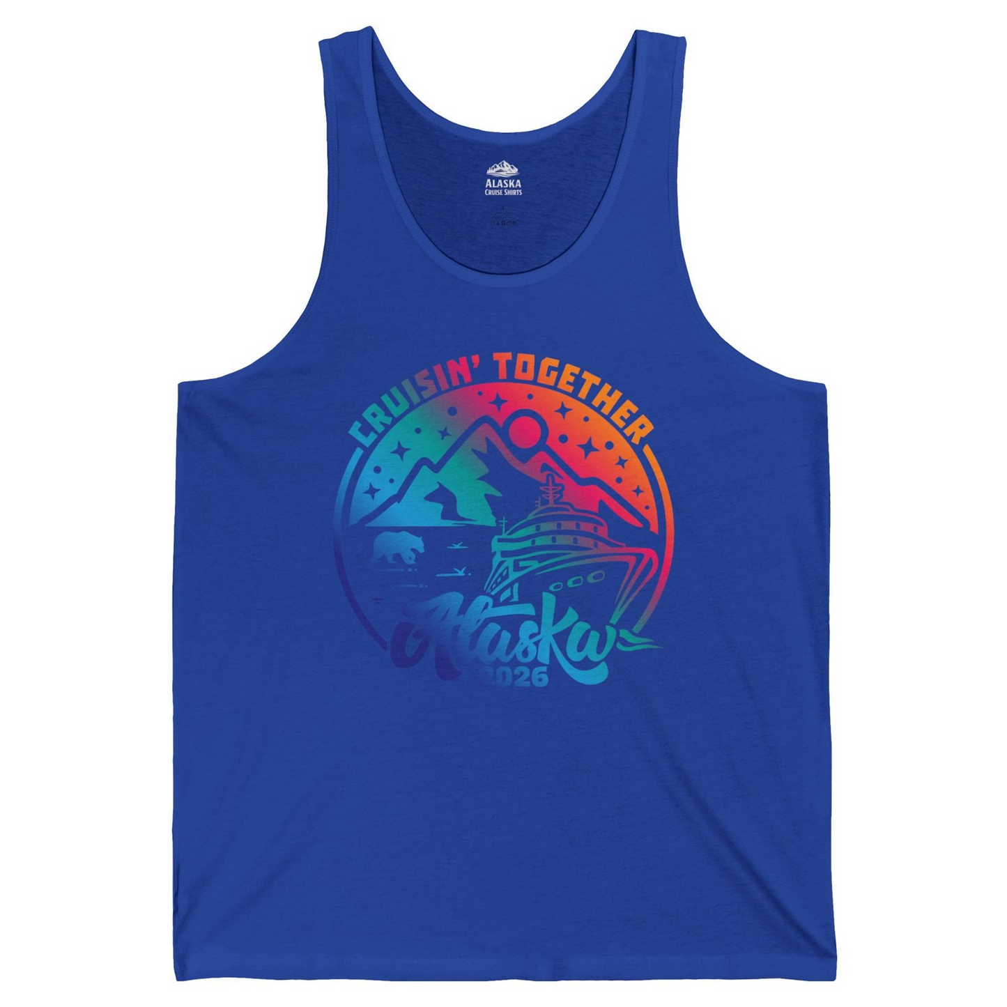 Alaska Cruise Adventure Mountains Wildlife Retro Family Group Shirt 2026 — Tank Top Tank Top – True Royal – Alaska Cruise Shirts